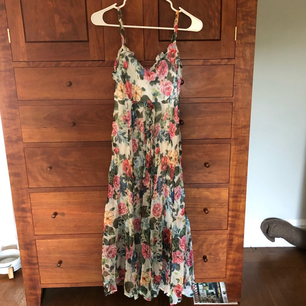 European silk floral dress